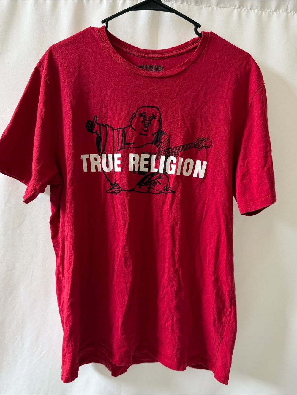 True Religion Men’s L Red Buddha Guitar Graphic T-Shirt
